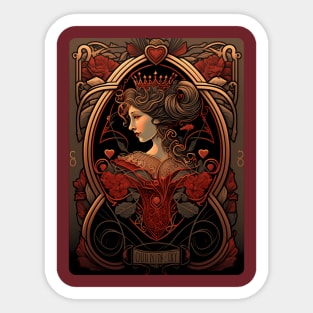 Queen of Hearts Art Nouveau Style Sticker